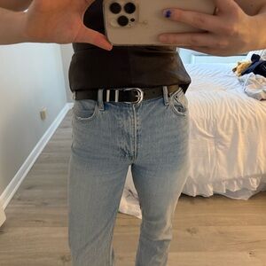 Abercrombie & Fitch Black and Silver Western Style Belt